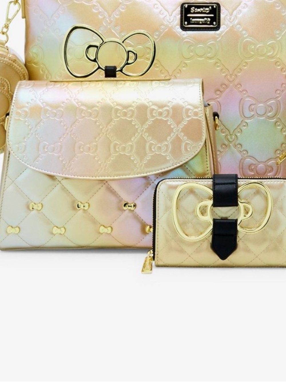 NWOT Loungefly Hello Kitty_50th Anniversary
Gold Bow Crossbody Bag+wallet SET